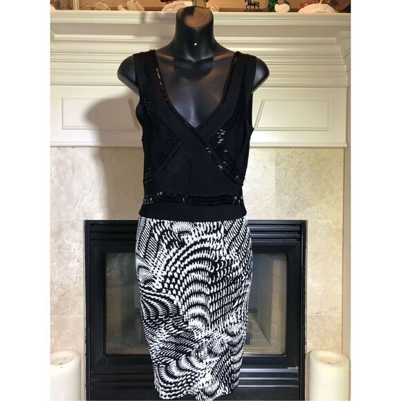 Bebe Women’s Black With Beaded Top and White Tank Dress Size S - Picture 1 of 7